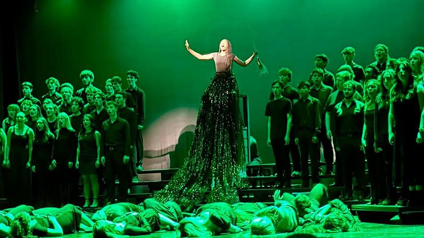 Image of The Marist Singers performing Defying Gravity from “Wicked” at Night on Broadway.